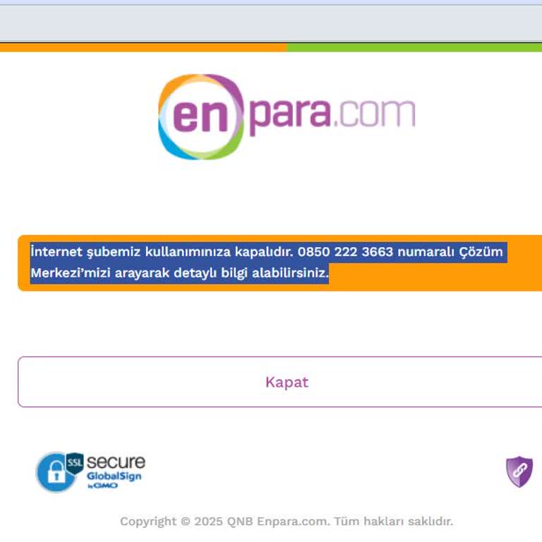 Enpara İnternet Bankacılığına Erişim Engellendi, Bilgilendirme Yapılmadı