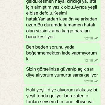 Yanlış Renk Ve Hatalı Elbise, Yetersiz İade Süreci