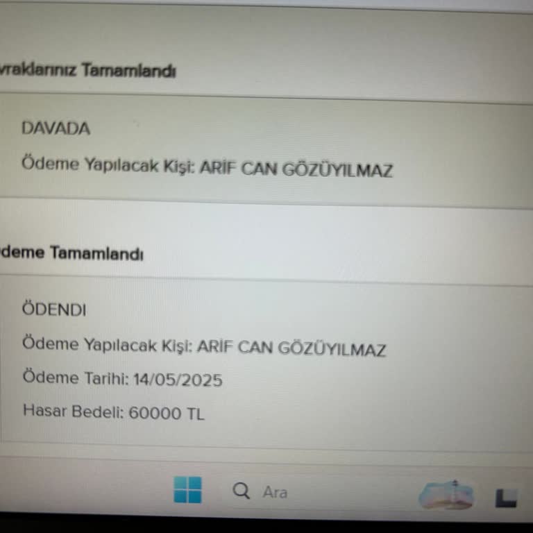Unico Sigorta Eksik Hasar Ve Değer Kaybı Ödemesi Nedeniyle Mağduriyet!