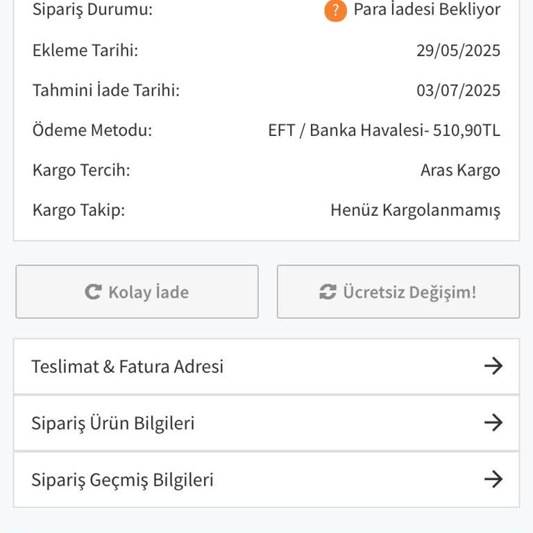 Gizce'den Satın Aldığım Ürünün İptali Sonrası 3 Ay Geçmesine Rağmen Para İadesi Yapılmadı