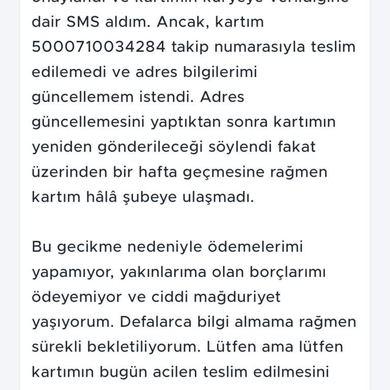 Kredi Kartım Teslim Edilmiyor, Mağduriyetim Artıyor!