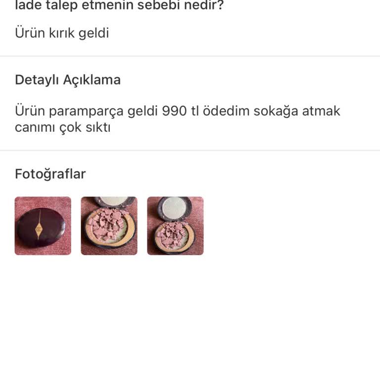 Kırık Ürün Teslimatı Ve Dolap'tan Geri Dönüş Alamama Mağduriyeti