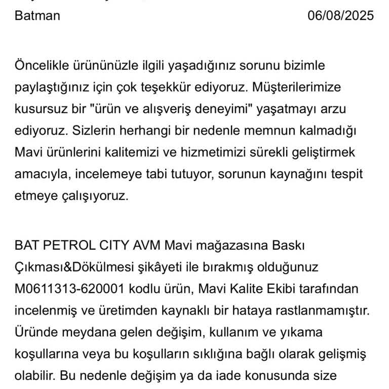 Yeni Alınan Tişörtte Kısa Sürede Renk Sararması Ve Garanti Sorunu