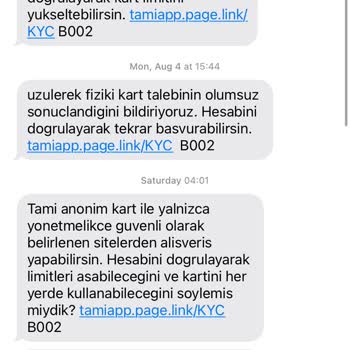 Garanti BBVA Tami Card Sanal Kart Bakiye Kullanılamıyor, İade Talebim Var