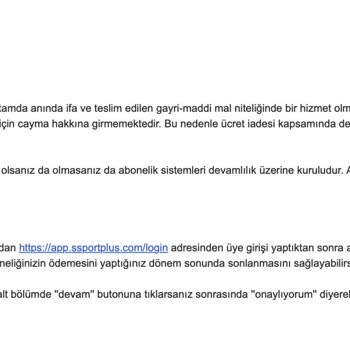 Yıllık Üyelikte Yayın Donması Ve İade Talebine Olumsuz Yanıt