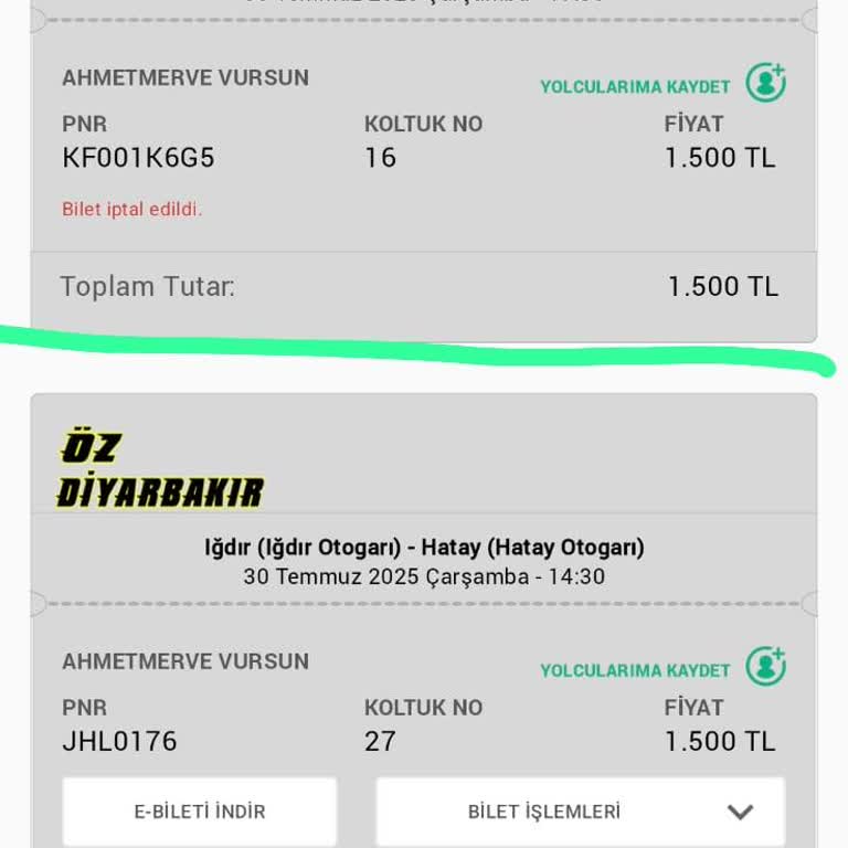 İptal Edilen Biletin Ücreti İade Edilmedi, Mağdur Oldum