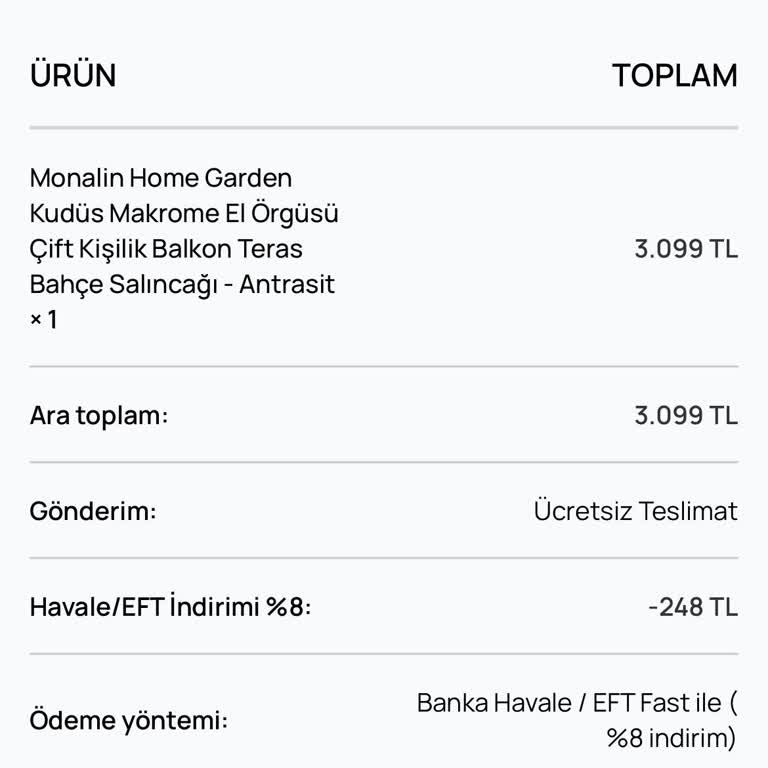 Sipariş Edilen Bahçe Salıncağı Teslim Edilmedi, Müşteri Hizmetlerine Ulaşılamıyor