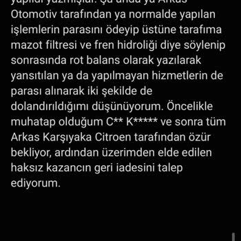 Bakımda Eksik Ve Hatalı İşlemler, Ekstra Ücret Talebi Ve Şikayetlerin Giderilmemesi