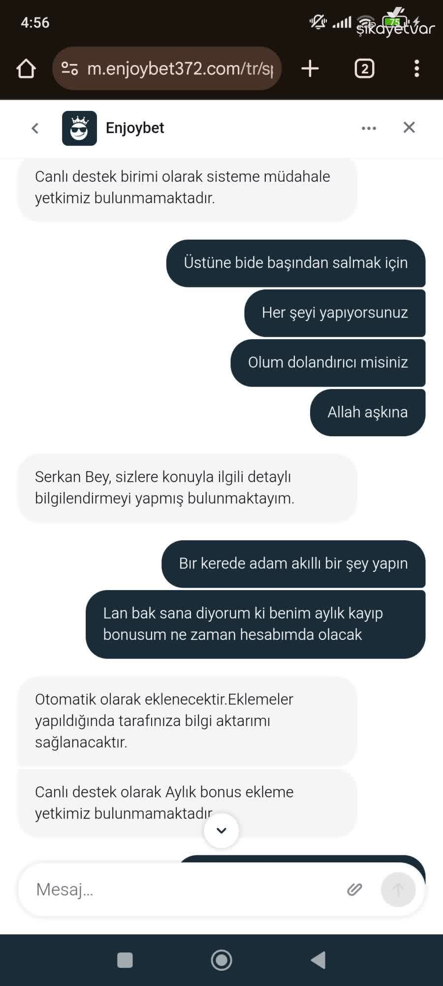 Problema con il bonus Enjoybet