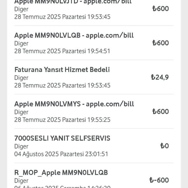 Bilgim Dışında Apple Adına Mobil Ödeme Çekildi, Vodafone Ve Apple'dan Çözüm Alamıyorum