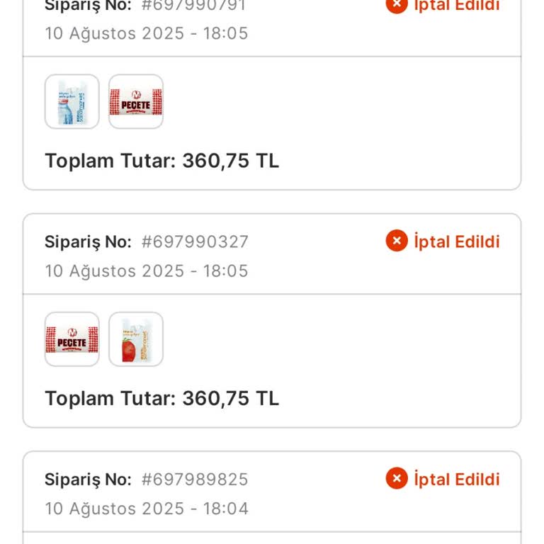 Siparişlerim Açıklama Yapılmadan İptal Ediliyor, Bilgilendirme Ve Destek Yok