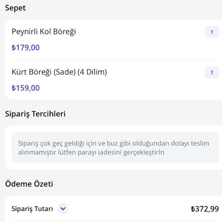 Geç Gelen Sipariş Ve Ücret İadesi Yapılmaması Mağduriyet Yaşattı