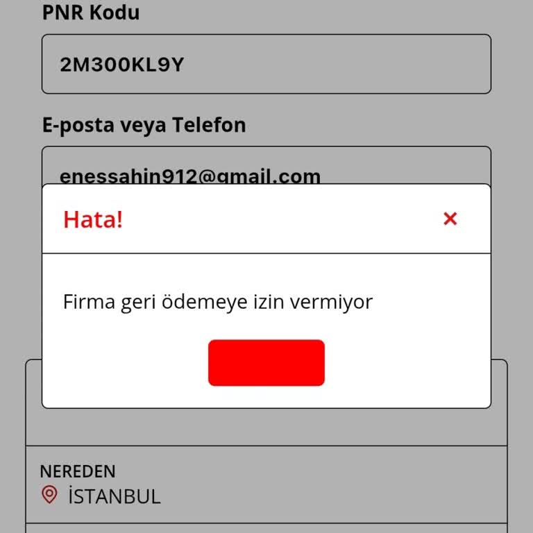 Bilet İptalinde Yaşanan Sorun Ve Ücret İadesi Talebi