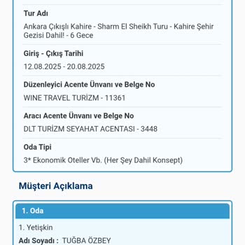 Tur Paketinde Dahil Olduğu Belirtilen Hizmet İçin Ekstra Ücret Alındı Ve Otel Bilgisi Eksikliği
