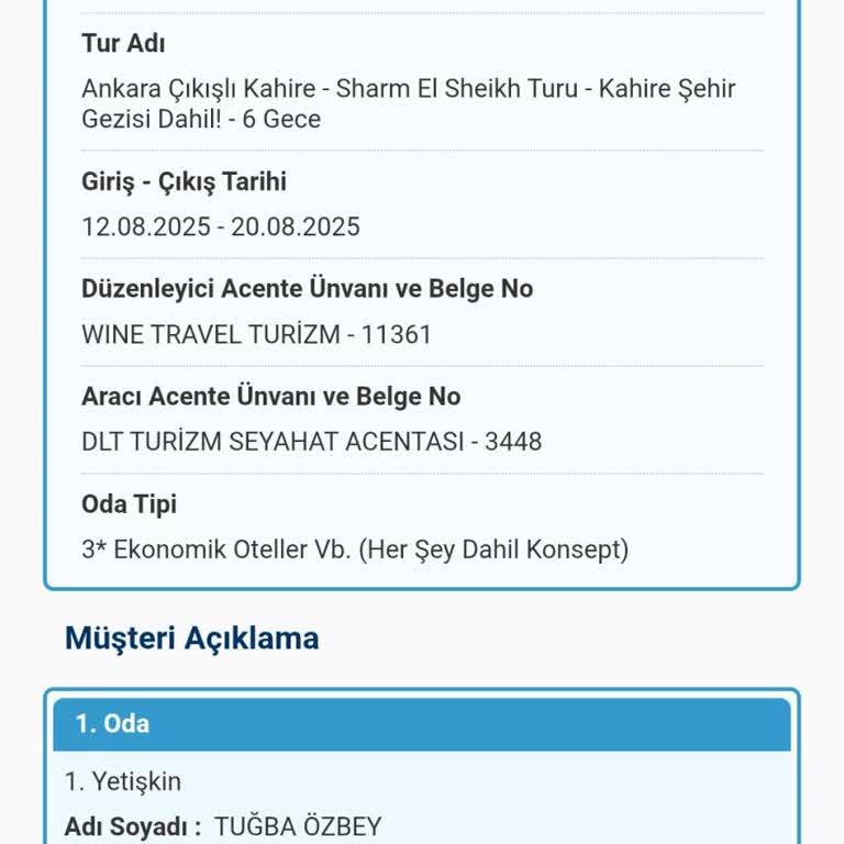 Tur Paketinde Dahil Olduğu Belirtilen Hizmet İçin Ekstra Ücret Alındı Ve Otel Bilgisi Eksikliği