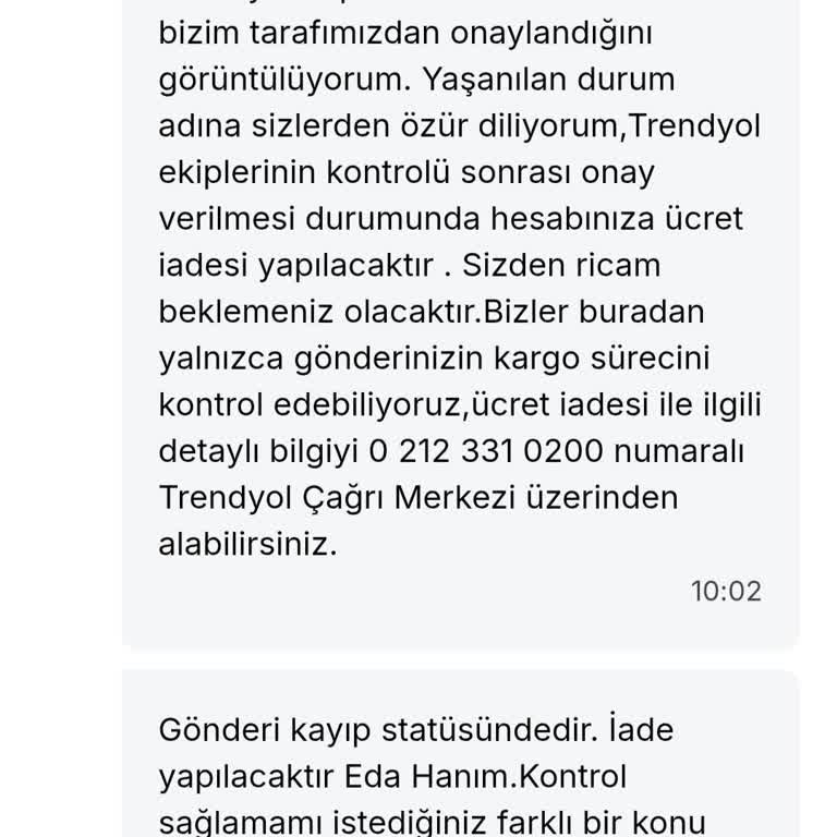 Kargom Kayboldu, Ücret İadesi Ve Mağduriyetimin Giderilmesini İstiyorum