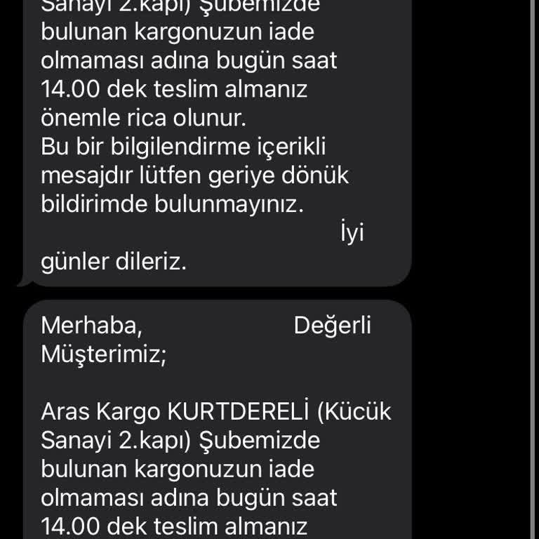 Aras Kargo Adresime Teslim Edilmeyen Kargo Ve Yanlış Bilgilendirme