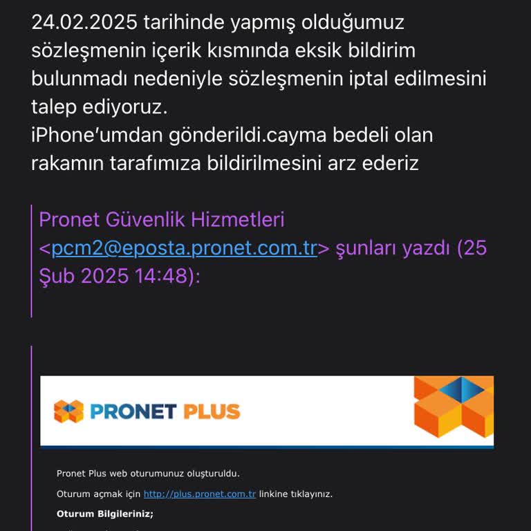 Söz Verilen Fiyat Artışı Ve Onaysız Sözleşme Nedeniyle Pronet Alarm Hizmetinden Mağduriyet