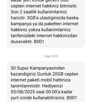 İnternet Aşım Bilgilendirme Mesajı Gönderilmedi, Yüksek Fatura Ücreti Yansıtıldı