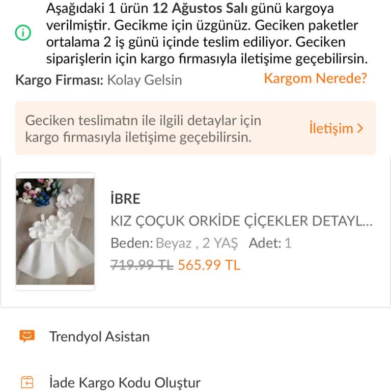 Trendyol Arp Fashion Ücretimin En Kısa Sürede İade Edilmesini Talep Ediyorum