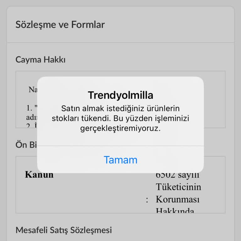Trendyolmilla Uygulamasında Stokta Görünen Ürünleri Alamıyorum