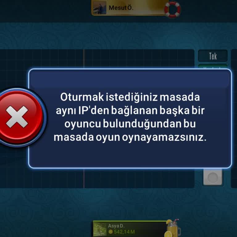 101 Okey Plus Eşli Oyun Hatası: Aynı Konumda Olmayan Kullanıcılar Aynı Masada Oynayamıyor