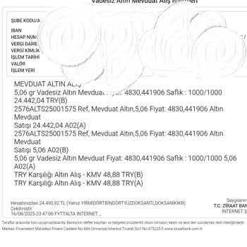 Ziraat Bankasında Altın Alımında Gizli Kesintiyle Karşılaştım