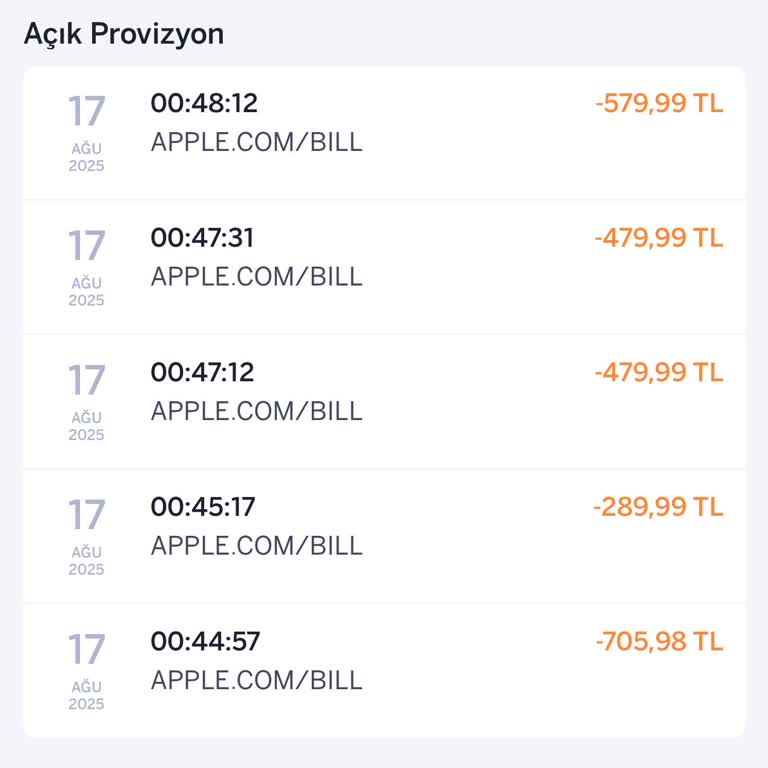 Apple Hesabımdan İzinsiz Yüksek Tutarlı Para Çekimi Mağduriyeti