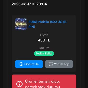 Aldığım PUBG Mobile Uc Eksik Yüklendi Müşteri Hizmetleri Yanıt Vermiyor
