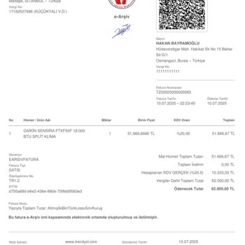 Arızalı Daikin Klimamın Tamamen Yenisiyle Değiştirilmesini Talep Ediyorum