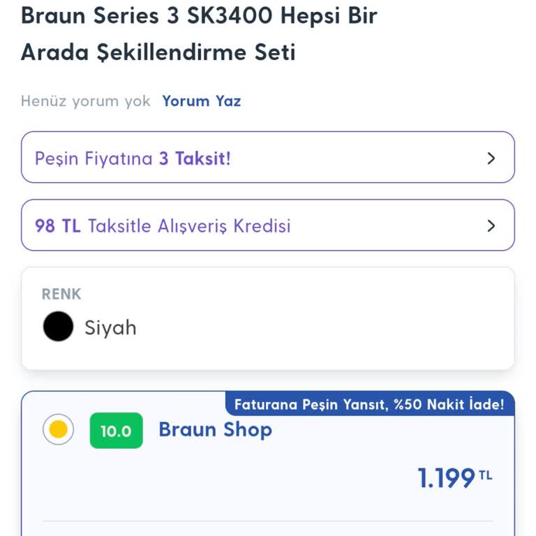 Turkcell Pasaj'dan Alınan Braun Tıraş Makinesi Kampanya İadesi Yapılmadı