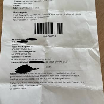 3,5 Aydır Teslim Edilmeyen Çay Makinesi Ve Bilgilendirme Eksikliği