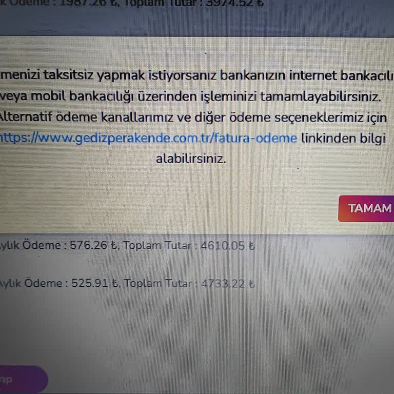 Gediz Perakende Online Ödeme Sistemine Erişemiyorum Mağduriyet Riski Yaşıyorum