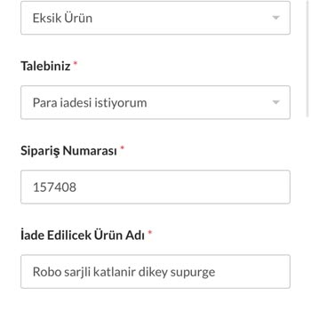 Dikey Süpürge Eksik Pil Ve İletişimsizlik Sorunu Mağduriyeti