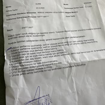 Garanti Kapsamında Rayban Gözlükte Oluşan Cam Çatlağına Çözüm Bulunmuyor