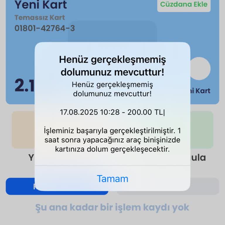 Kocaeli Kart Mobil Uygulamasında Yükleme Sorunu Ve İade Talebi