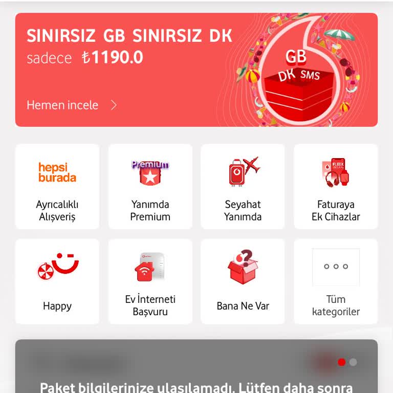Vodafone Yanımda Uygulamasında Sürekli Kullanım Bilgisi Sorunu