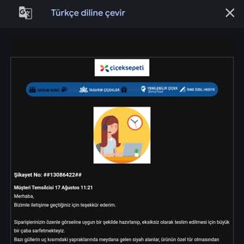 Çürük Çiçek Teslimatı Ve Yetersiz Müşteri Hizmeti