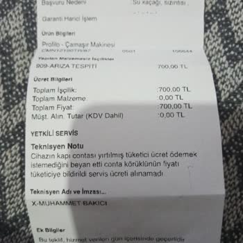 Garantili Çamaşır Makinesi İçin Conta Patlaması Sonrası Ücret Talebi