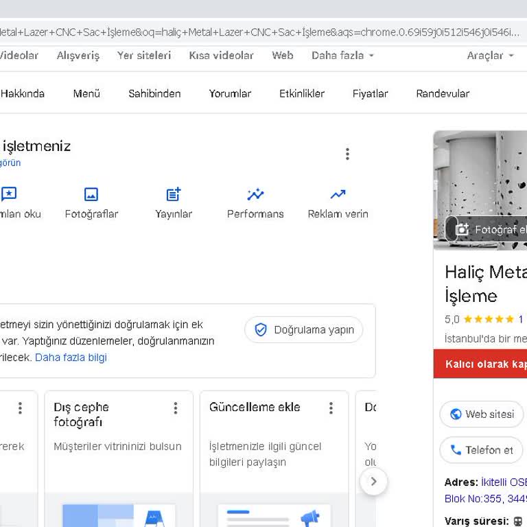 Google Benim İşletmem Doğrulama Sorunu Nedeniyle İşletmem Kapalı Görünüyor