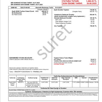 Vodafone'dan Fahiş Fatura Ve Sürekli Çekim Sorunu