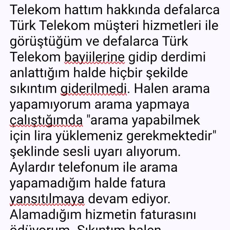Faturalı Hatta Arama Engeli Ve Kullanılmayan Hizmete Fatura Şoku