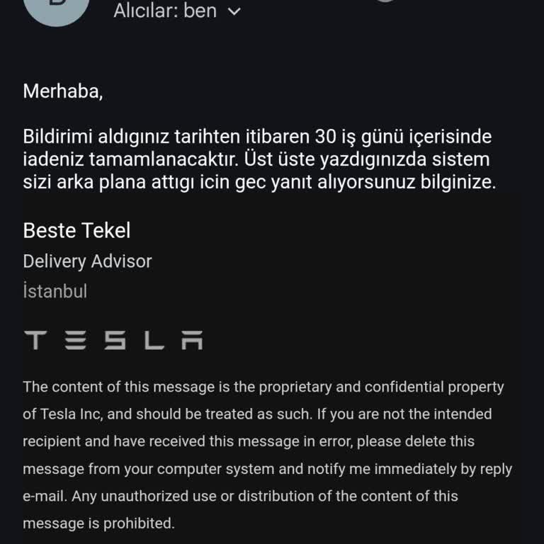 Tesla Ön Ödeme İadesi 35 Gündür Yapılmadı, Mağduriyet Yaşıyorum