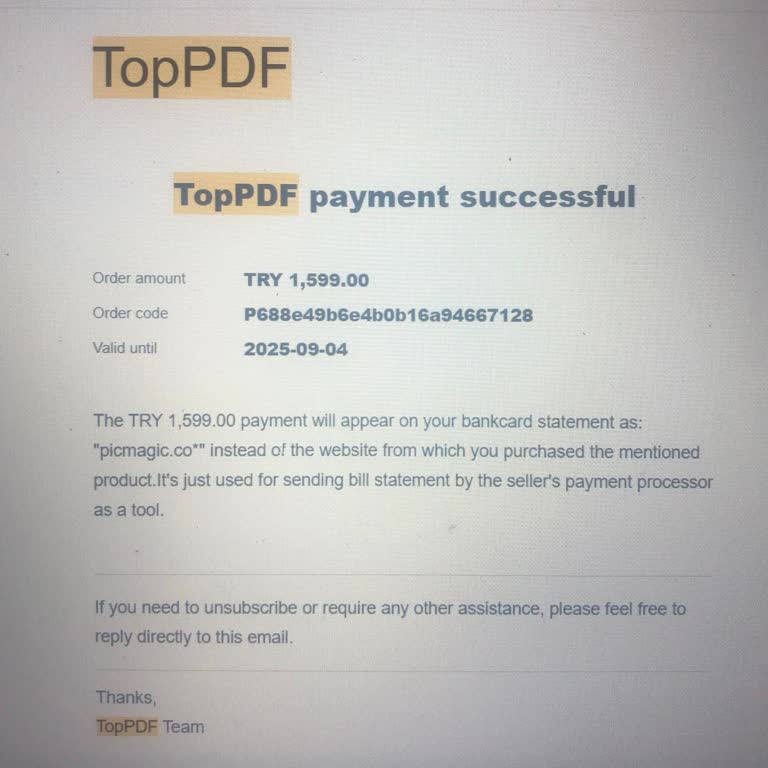 I Face Unauthorized Charge From Toppdf After One-Time ₺5 Payment