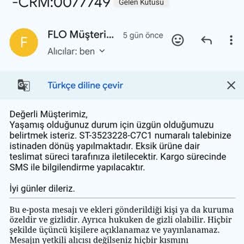 FLO Online Siparişimde Eksik Ayakkabı Ve Çözülmeyen Destek Süreci