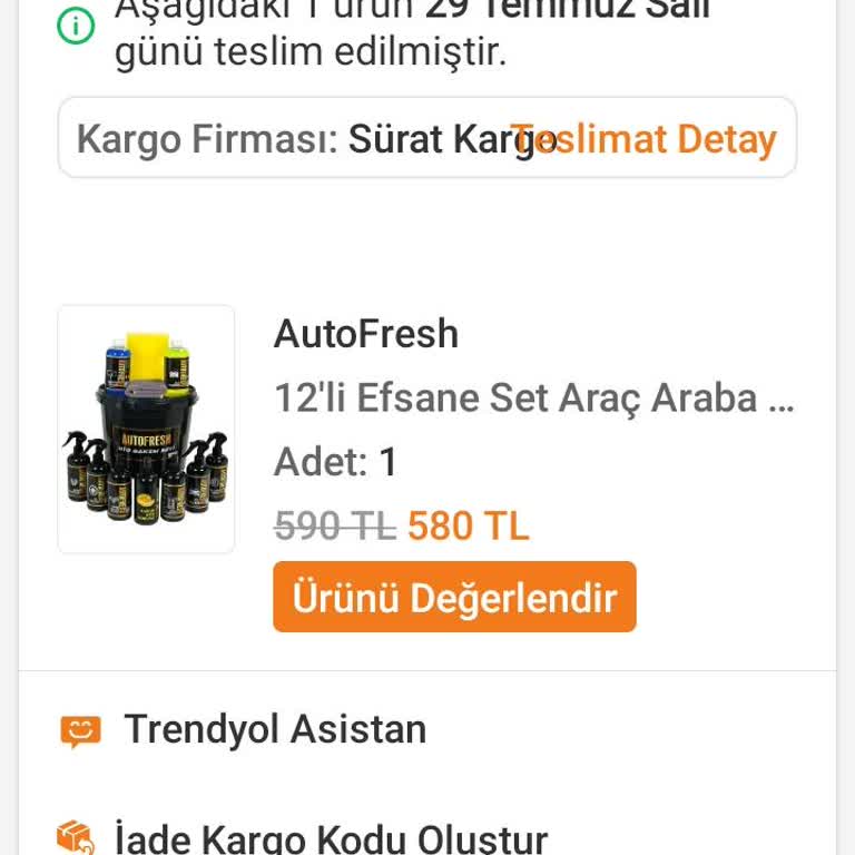 Teslim Edilmeyen Araç Bakım Seti İçin Para İadesi Talebim