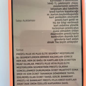 Bilgim Dışında Prestij Kart Ve Yüksek Aidat Mağduriyeti