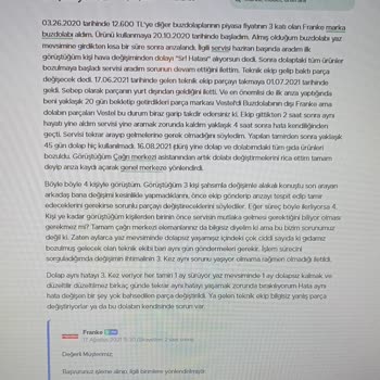 Franke Buzdolabında Tekrarlayan Arızalar Ve Yetersiz Servis Desteği