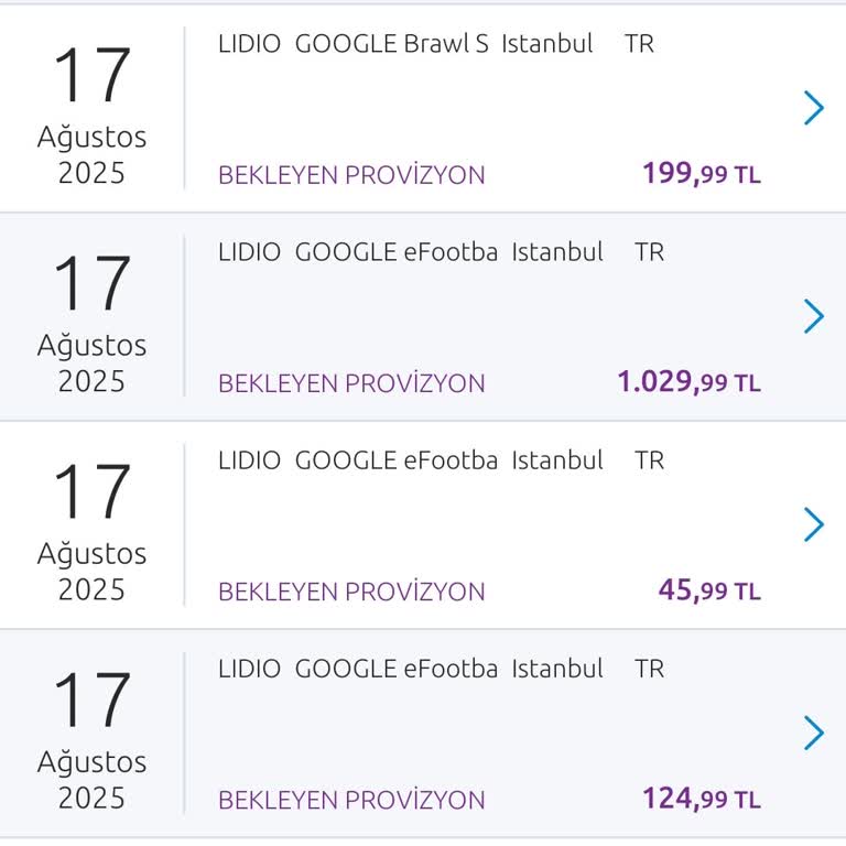 Bilgim Dışında Google Kartımdan Lidio Üzerinden Çoklu Para Çekimi