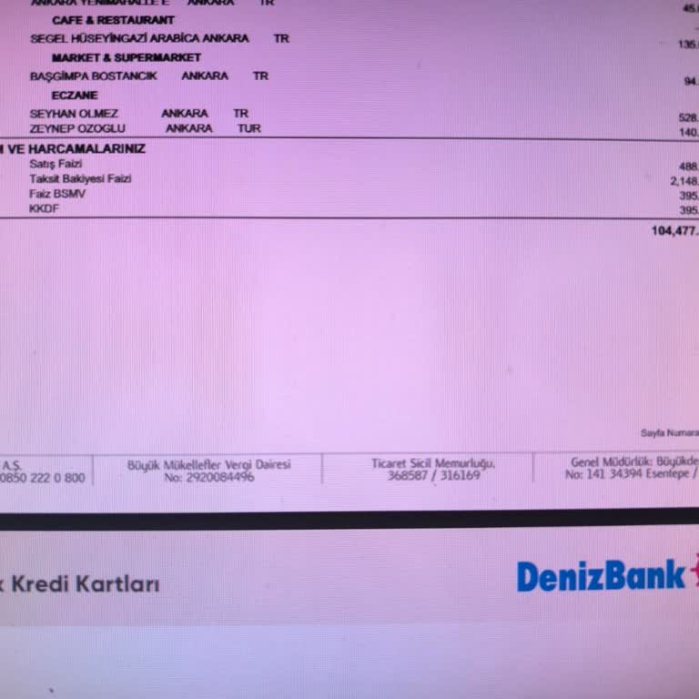 Denizbank Kredi Kartı Ekstrelerinde Açıklamasız Satış Faizi Ve Ek Ücretler Yansıtılıyor